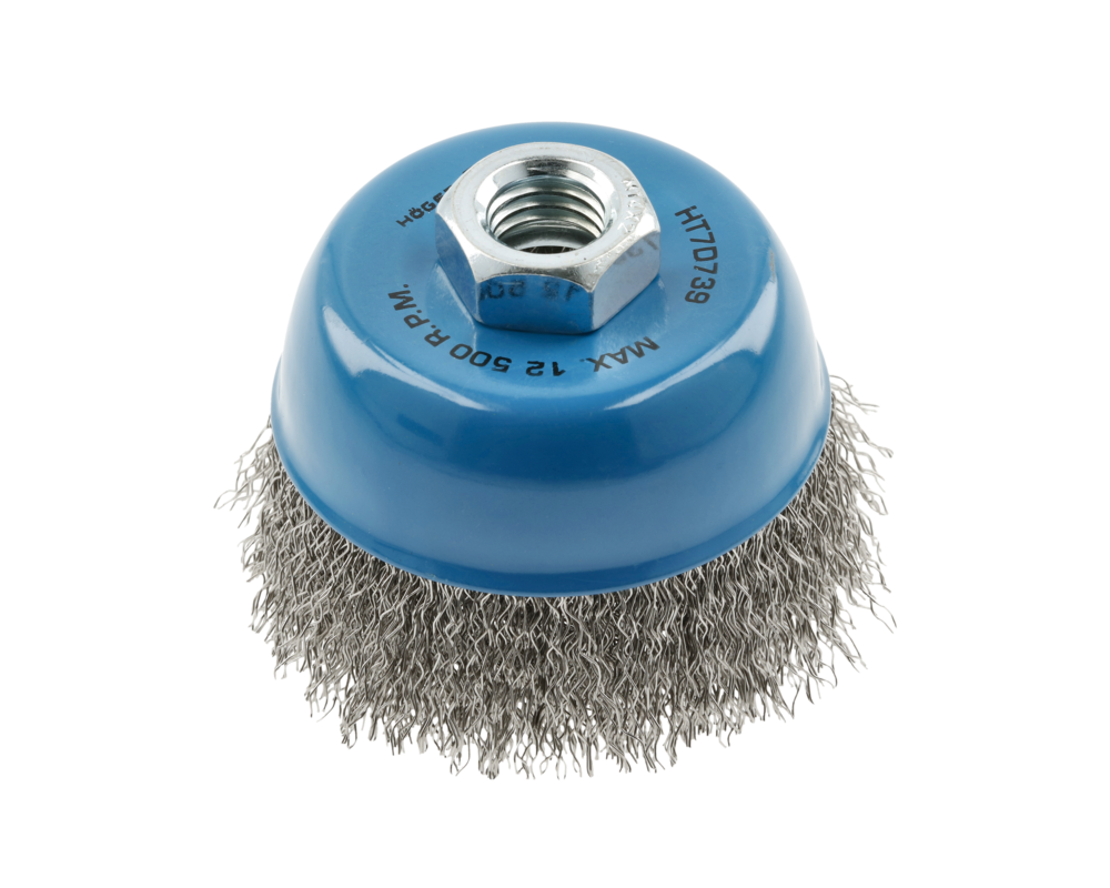 Circular brush with shaft 75 mm, M14, steel wire, 0.3 mm