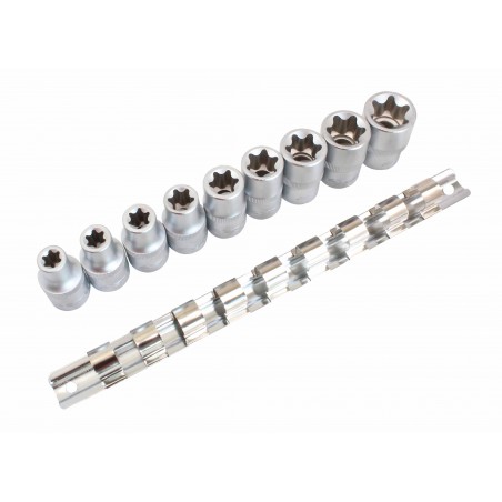 9KPL KROMIVANADIINI NAARAS TX TÄHTI TORX HYLSYSARJA TYÖKALU PISTORASIAT KISKO E10-E24