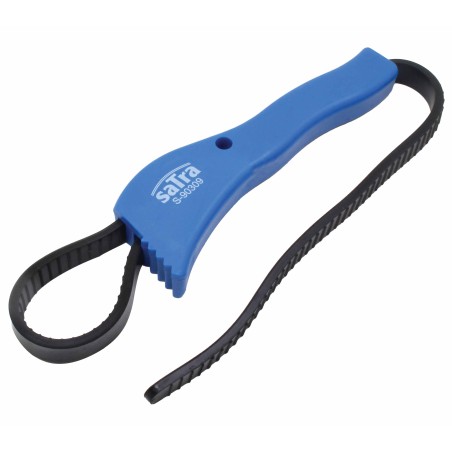 S-90309 AUTOMOTIVE OIL FILTER STRAP WRENCH The rubber strap wrench is ideal for grasping and turning around or irregular shaped objects. Provide non-slip grip on items between 25 – 170mm diameter Fit around objects of any shape to loosen, tighten or hold without surface damage. Handy for pipes, dowels or jar lids •Belt length: 495mm •Belt width: 11mm •Material: ABS Grip+Rubber B