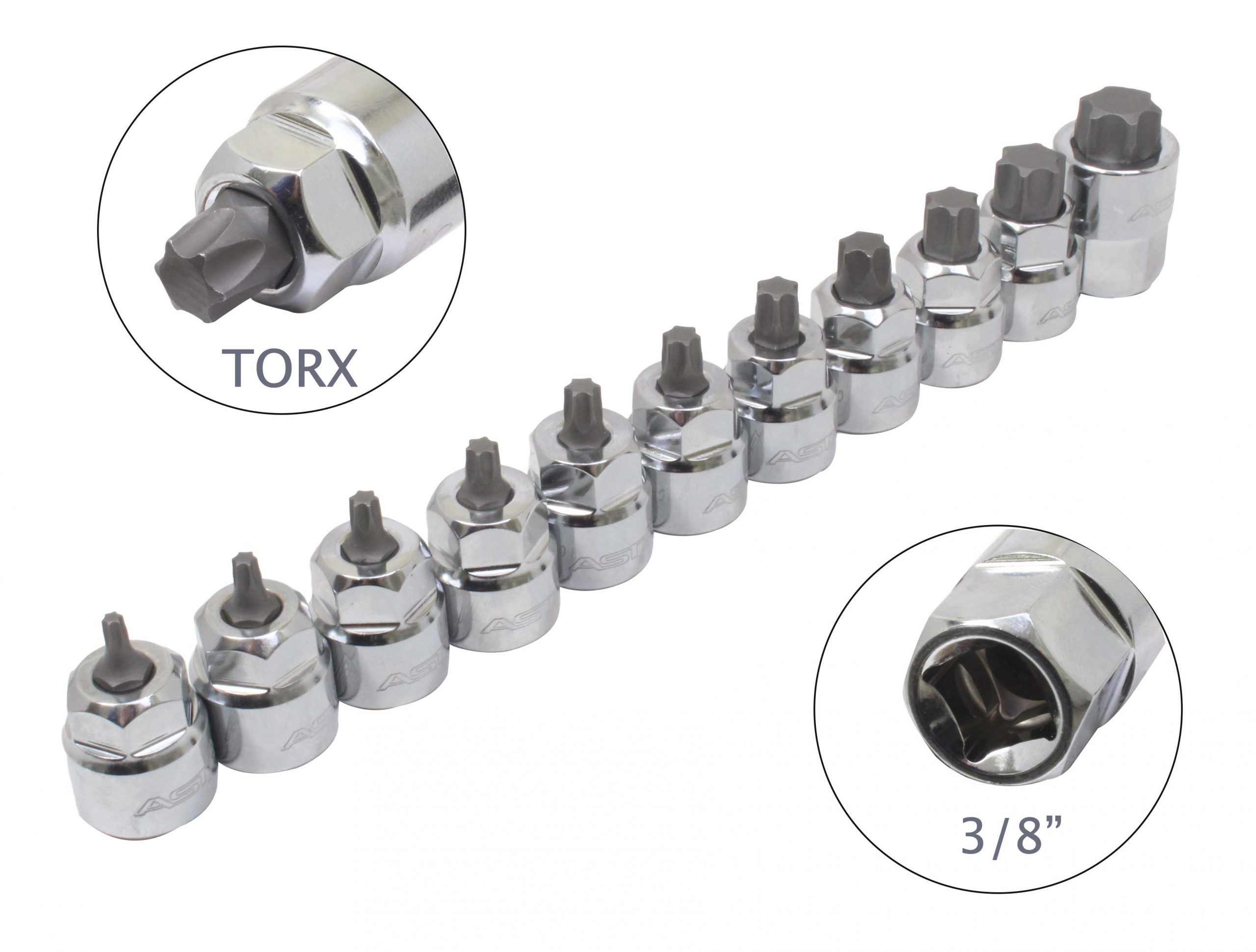 A-11SBL 11PCS 3/8″ LOW PROFILE STAR BIT SOCKET SET - Image 2