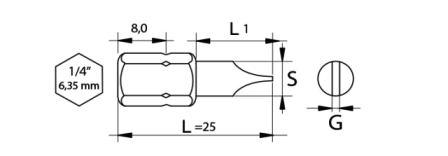 A-12143 Nr.kat. size GxS L (mm) L 1 (mm) A-12143 0,5×5,5 25 14 - Image 3