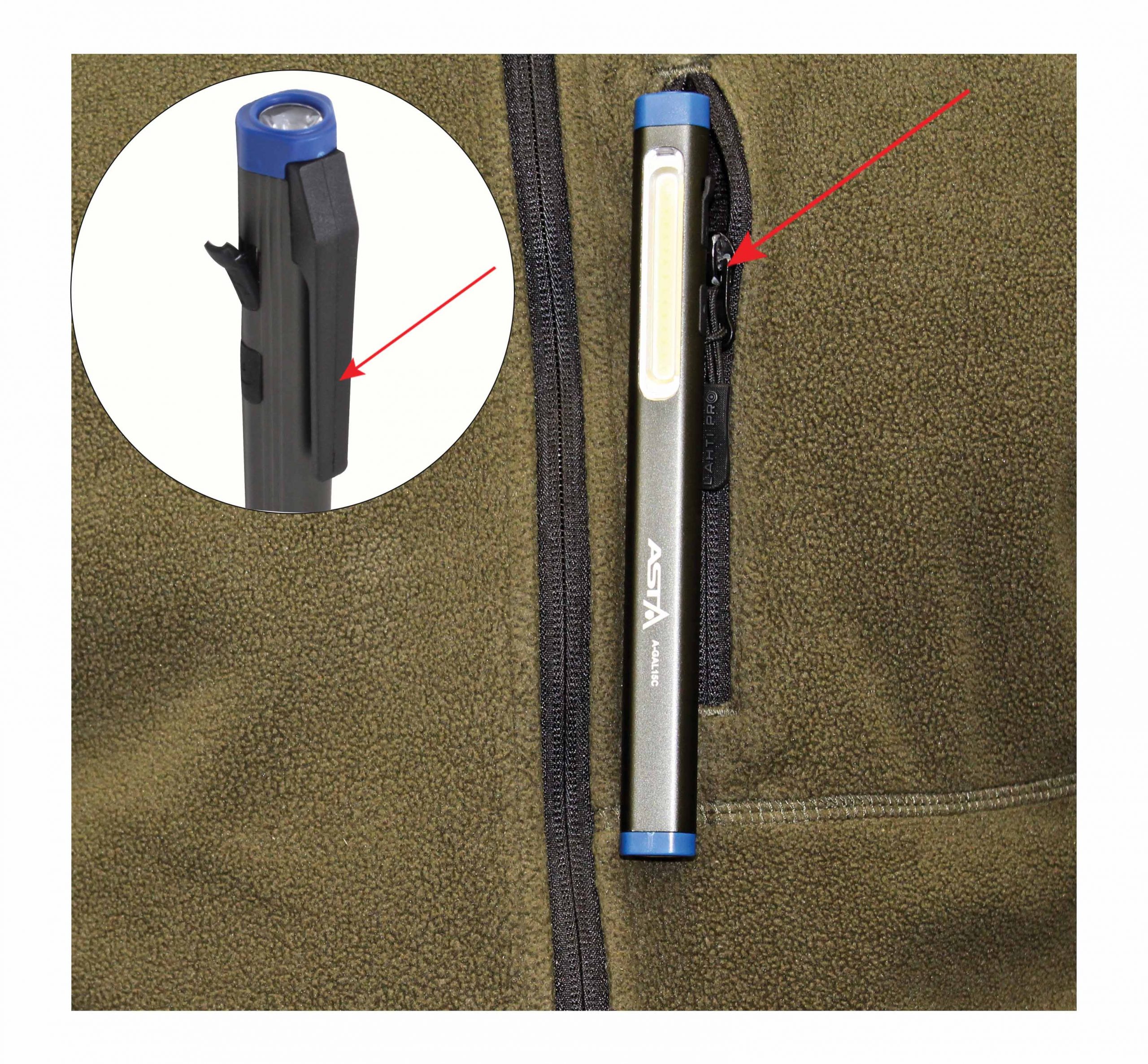 A-GAL15C High quality rechargeable LED COB 300LM pen light equipped with flashlight function, magnet and hanging clip. - Image 9