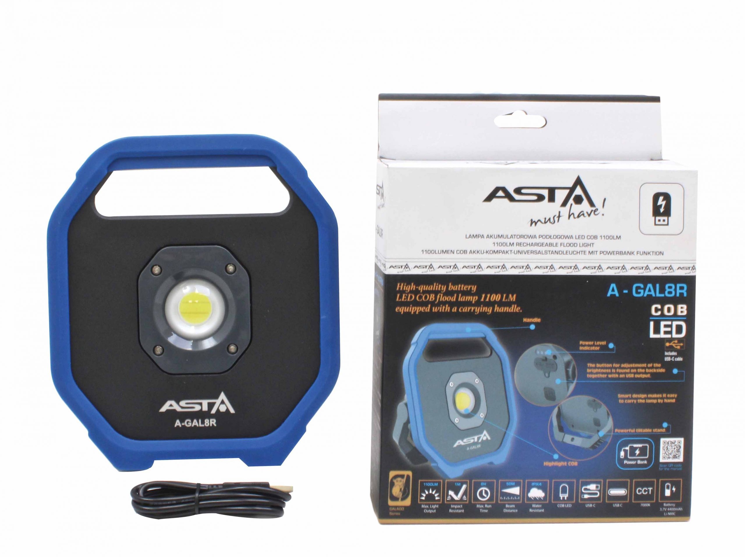 A-GAL8R High-quality, rechargeable COB 1100LM LED floor lamp equipped with a carrying handle. - Image 4