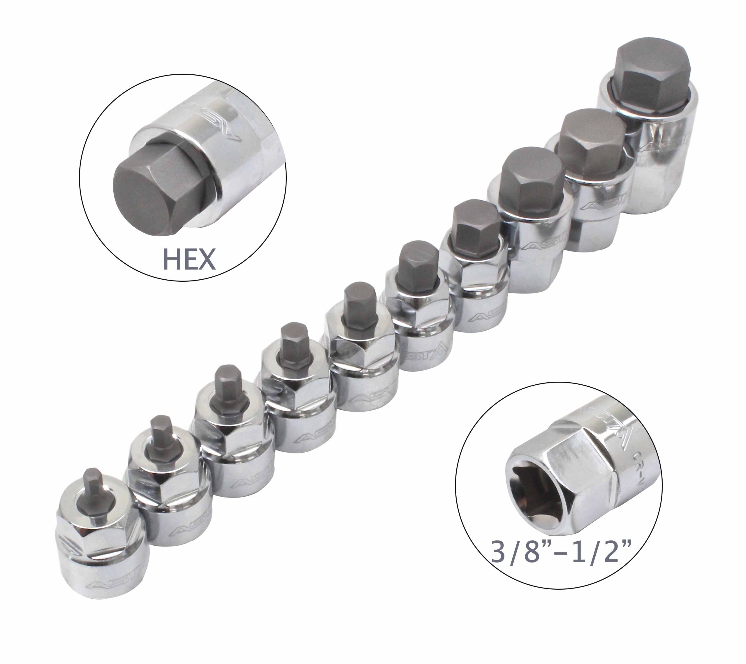 A-Z10HEXL 10PCS 3/8″ + 1/2″ DR. LOW PROFILE SAE HEX BIT - Image 5