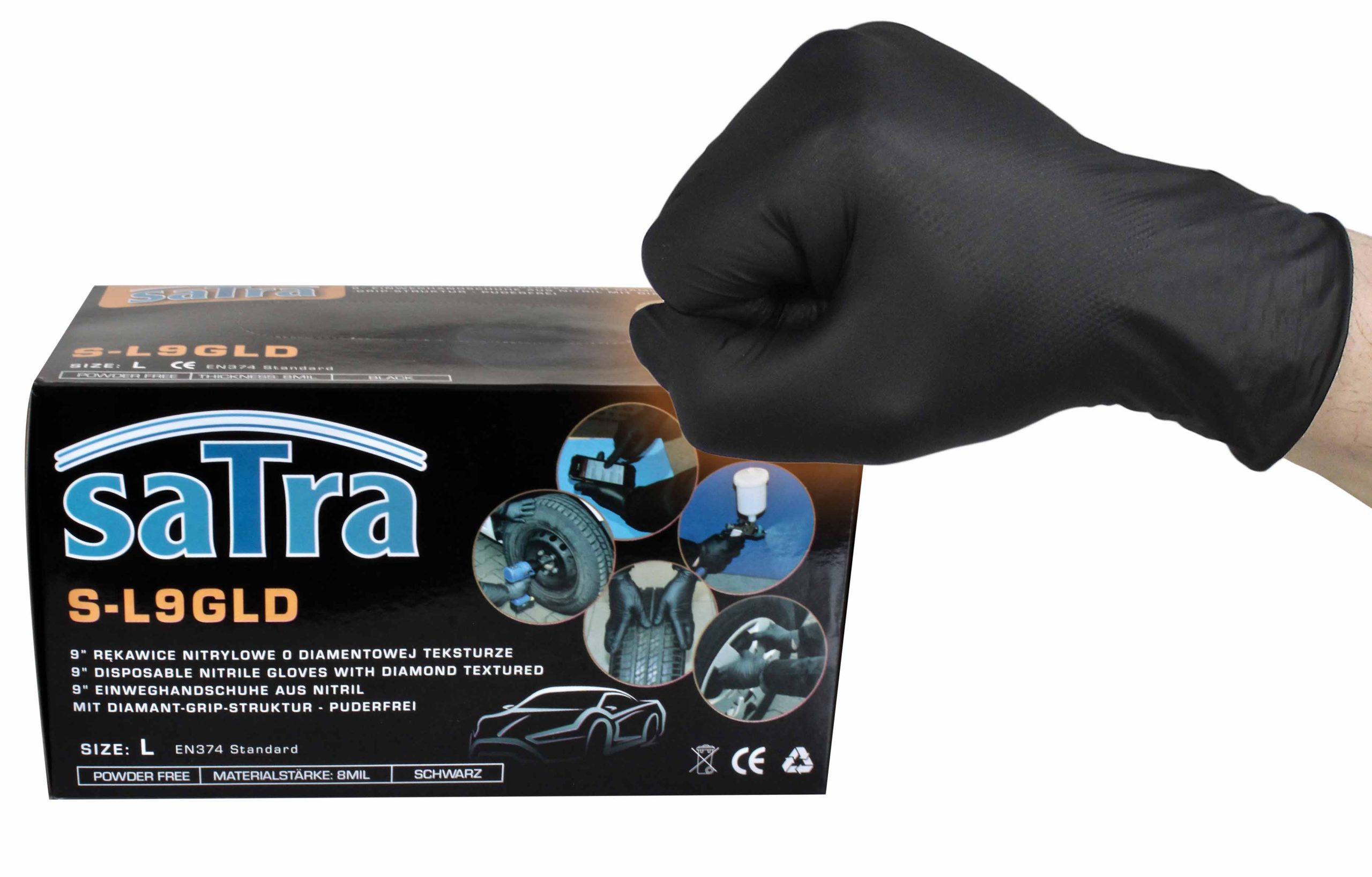 S-L9GLD 9″ DISPOSABLE NITRILE GLOVES WITH DIAMOND TEXTURED - Image 4