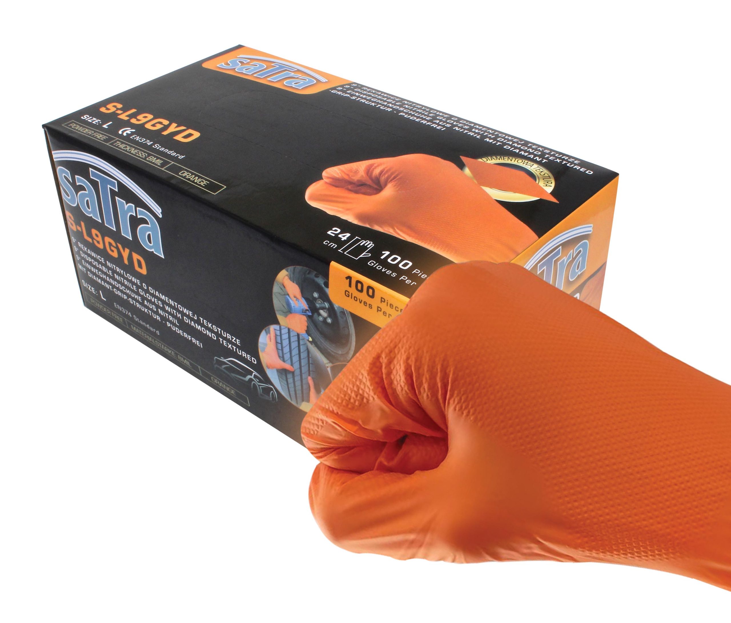S-L9GYD DISPOSABLE NITRILE GLOVES WITH DIAMOND TEXTURED L SIZE - Image 3