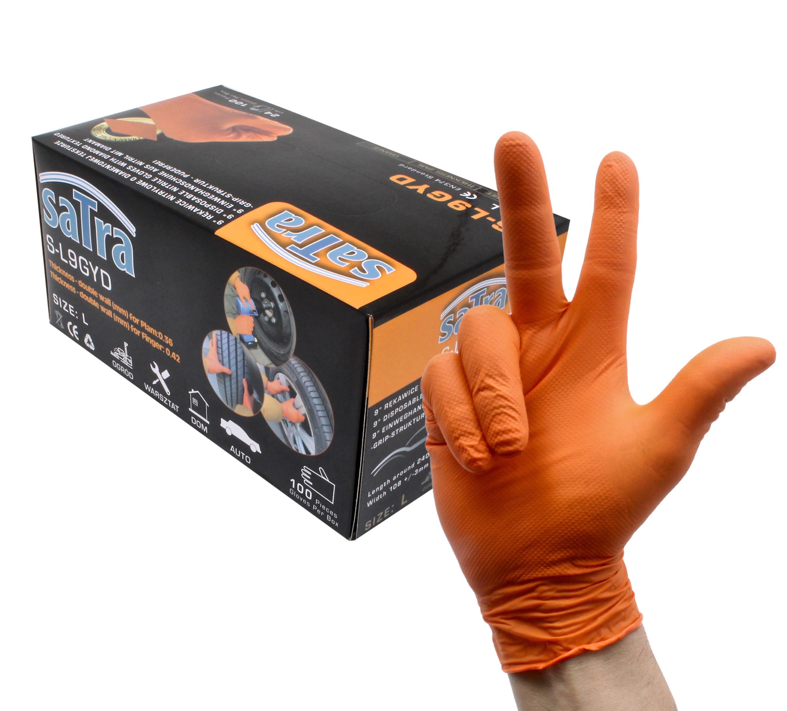 S-L9GYD DISPOSABLE NITRILE GLOVES WITH DIAMOND TEXTURED L SIZE - Image 5