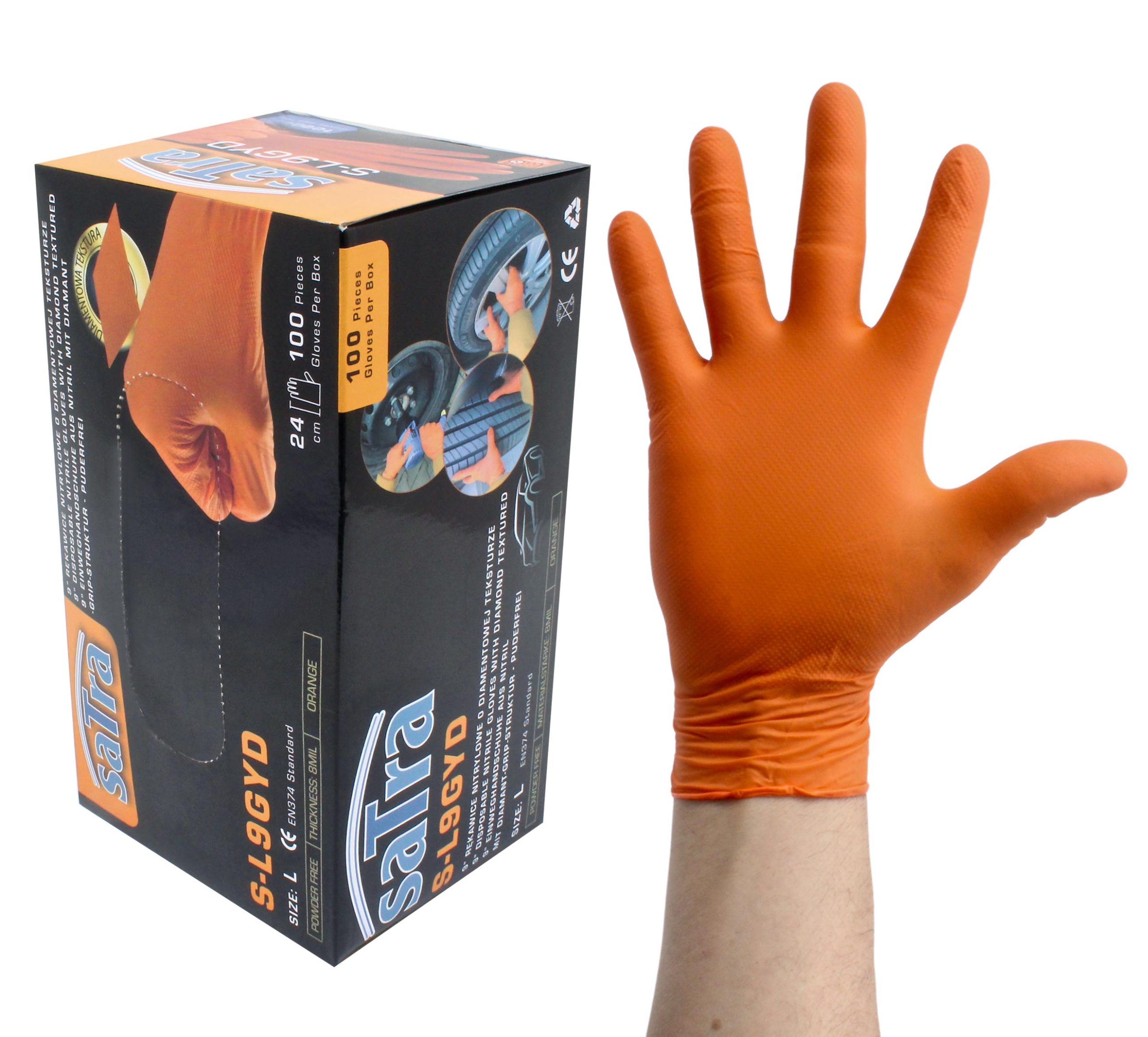 S-L9GYD DISPOSABLE NITRILE GLOVES WITH DIAMOND TEXTURED L SIZE - Image 4