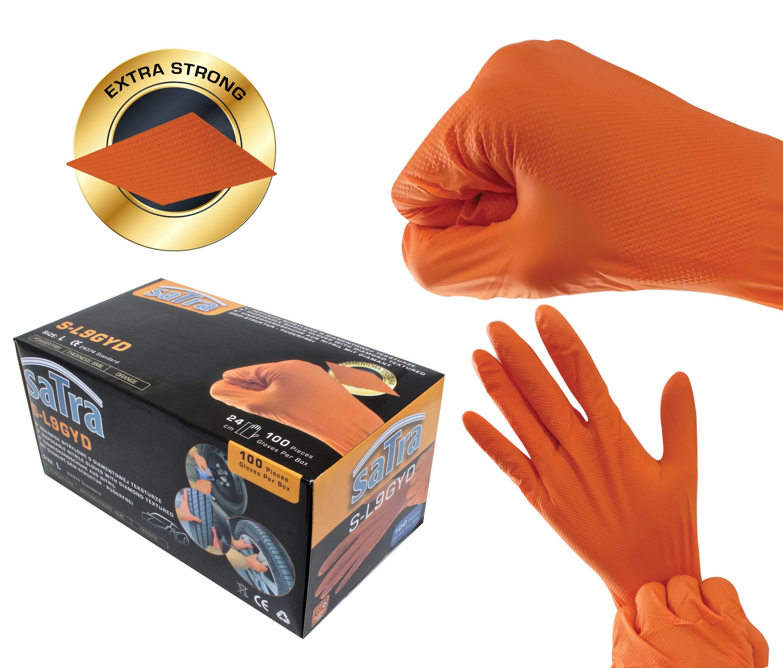 S-L9GYD DISPOSABLE NITRILE GLOVES WITH DIAMOND TEXTURED L SIZE - Image 2