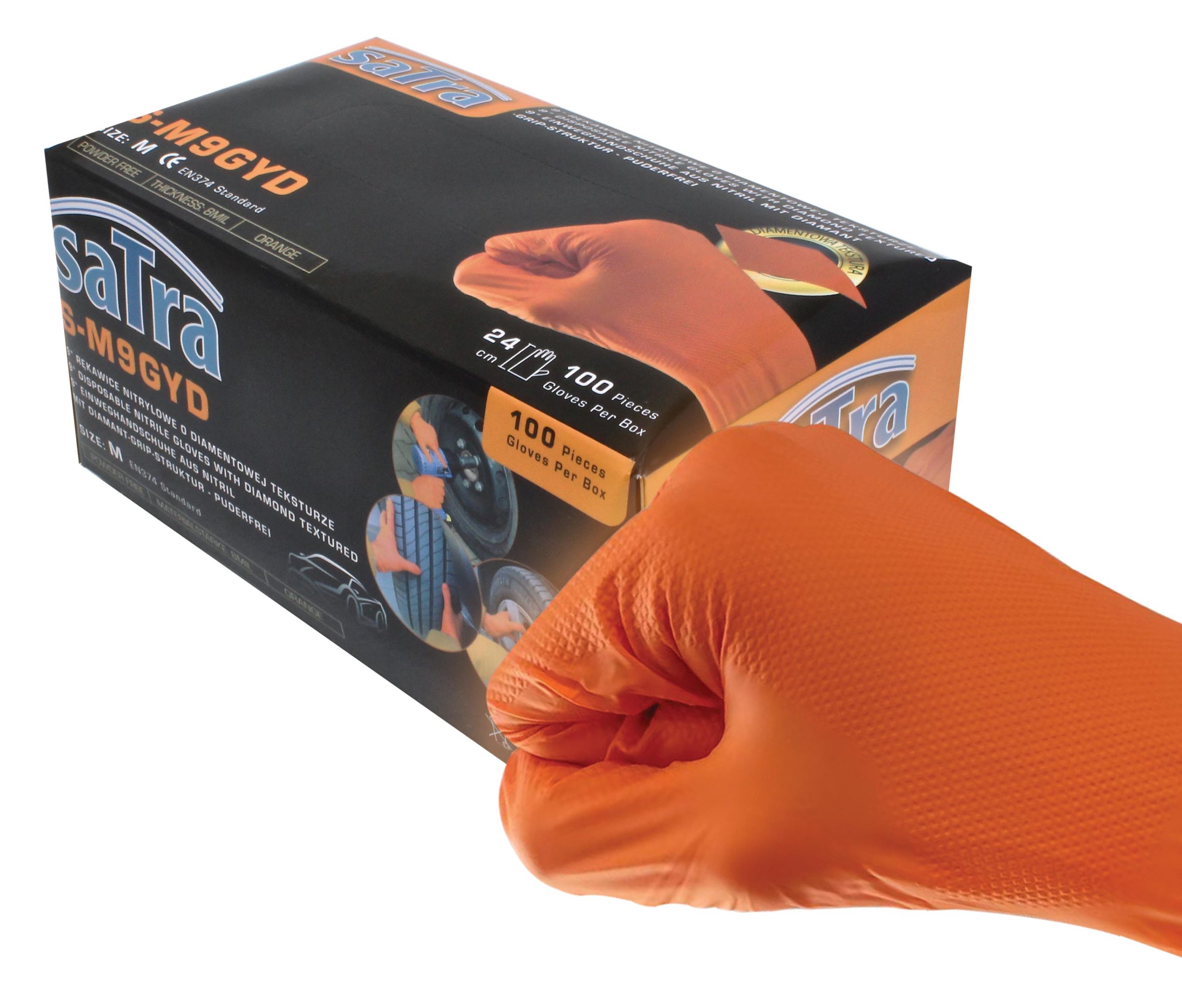 S-M9GYD DISPOSABLE NITRILE GLOVES WITH DIAMOND TEXTURED M SIZE - Image 3