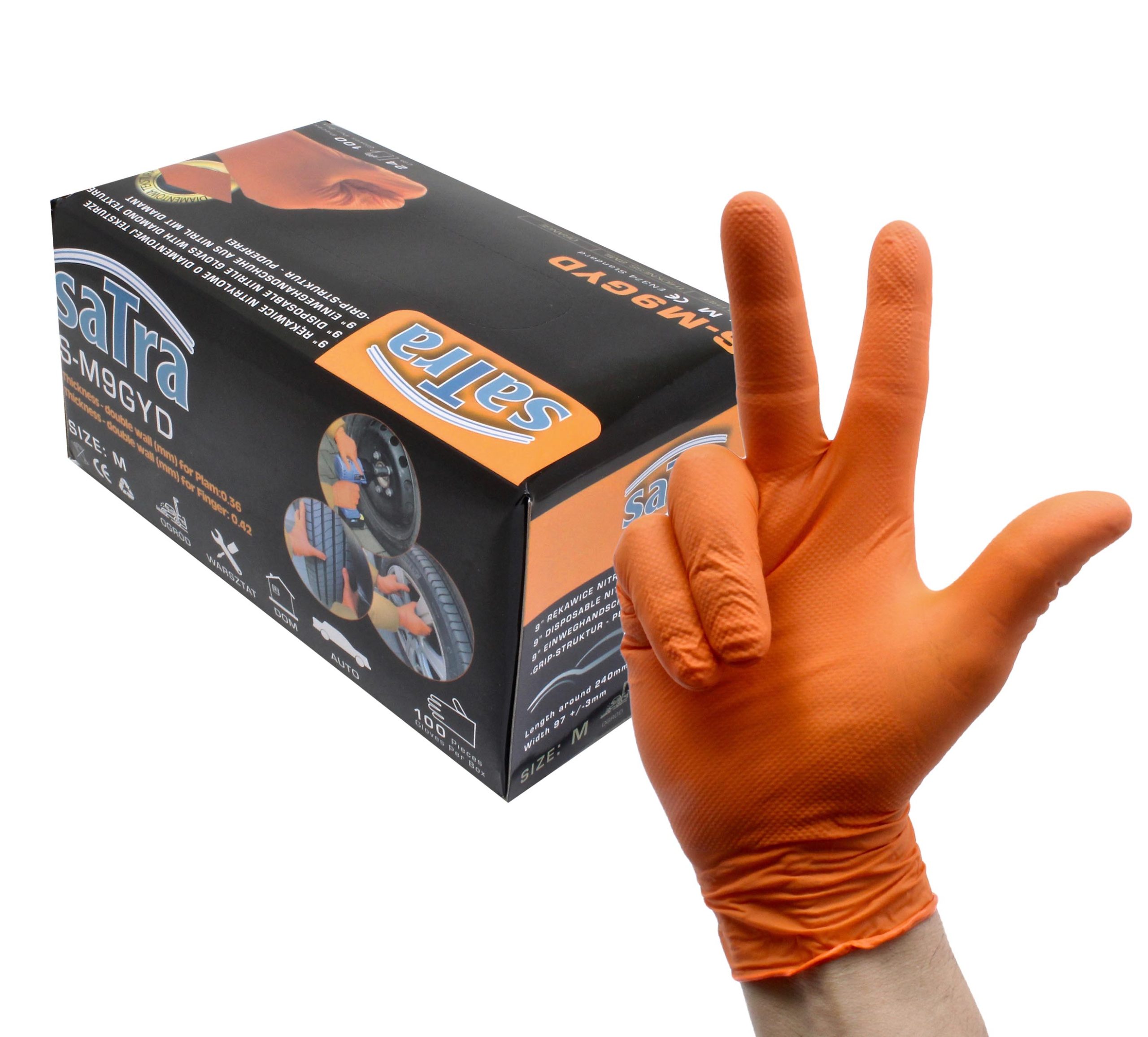 S-M9GYD DISPOSABLE NITRILE GLOVES WITH DIAMOND TEXTURED M SIZE - Image 5