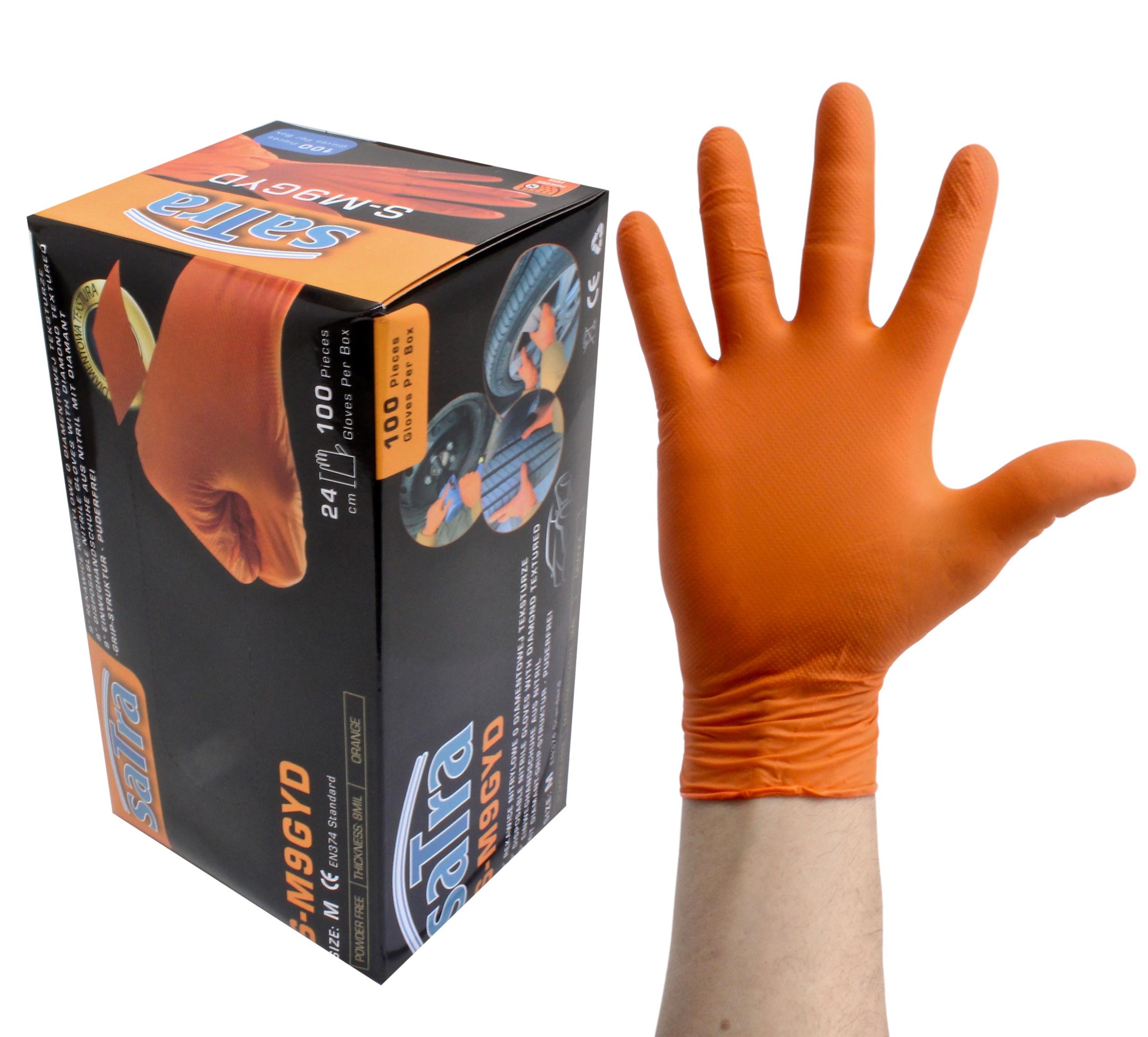 S-M9GYD DISPOSABLE NITRILE GLOVES WITH DIAMOND TEXTURED M SIZE - Image 4