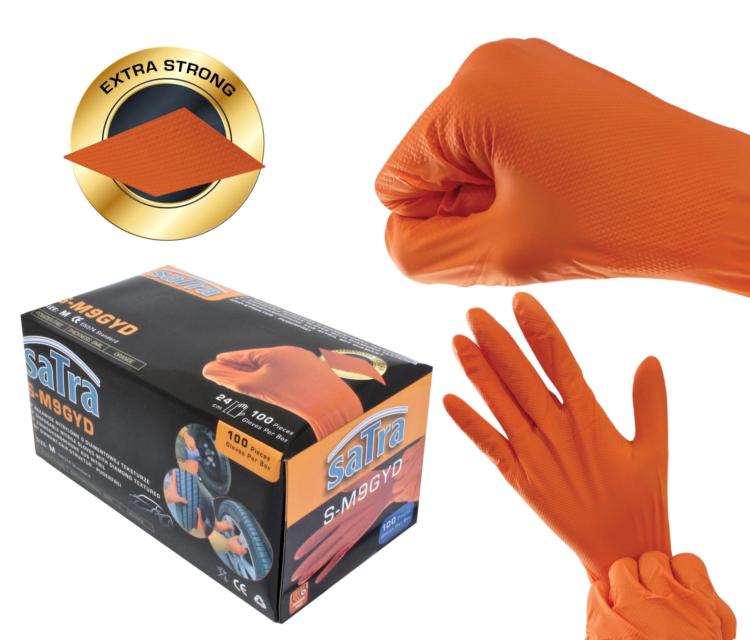 S-M9GYD DISPOSABLE NITRILE GLOVES WITH DIAMOND TEXTURED M SIZE - Image 2
