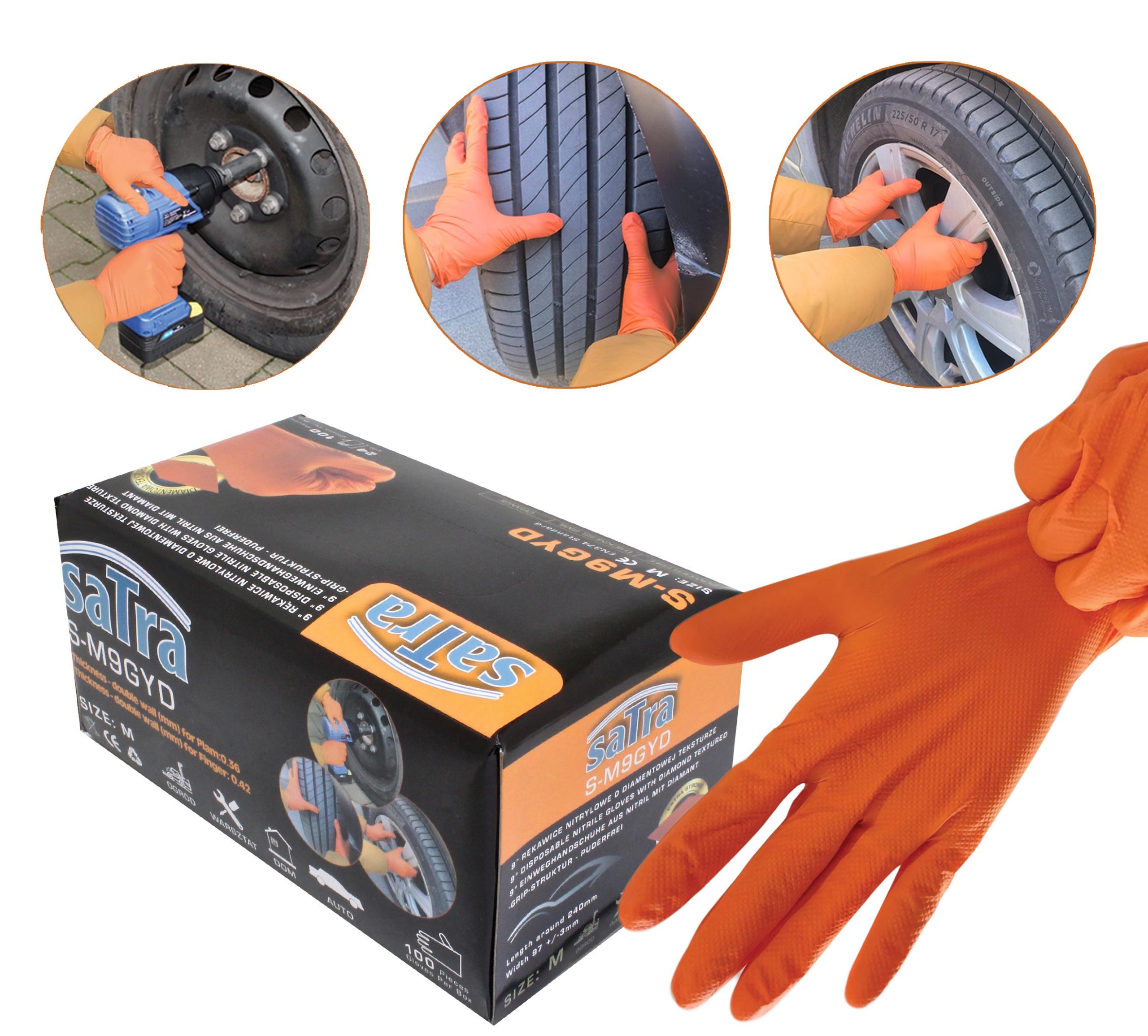 S-M9GYD DISPOSABLE NITRILE GLOVES WITH DIAMOND TEXTURED M SIZE - Image 7