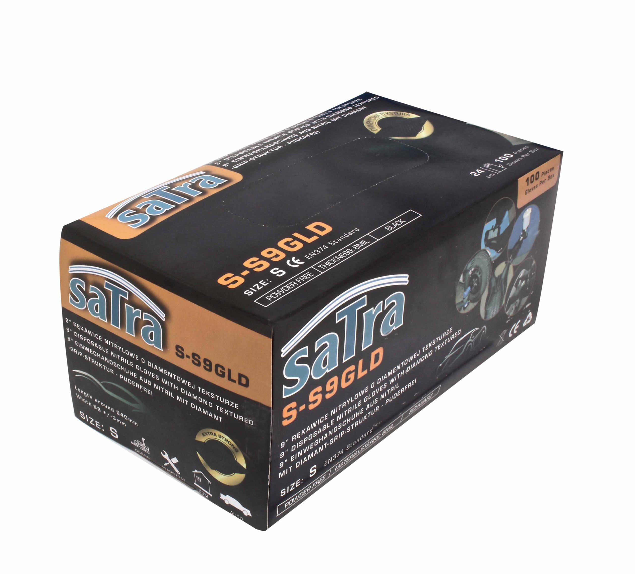 S-S9GLD 9” Disposable nitrile Gloves With Diamond Textured - Image 4