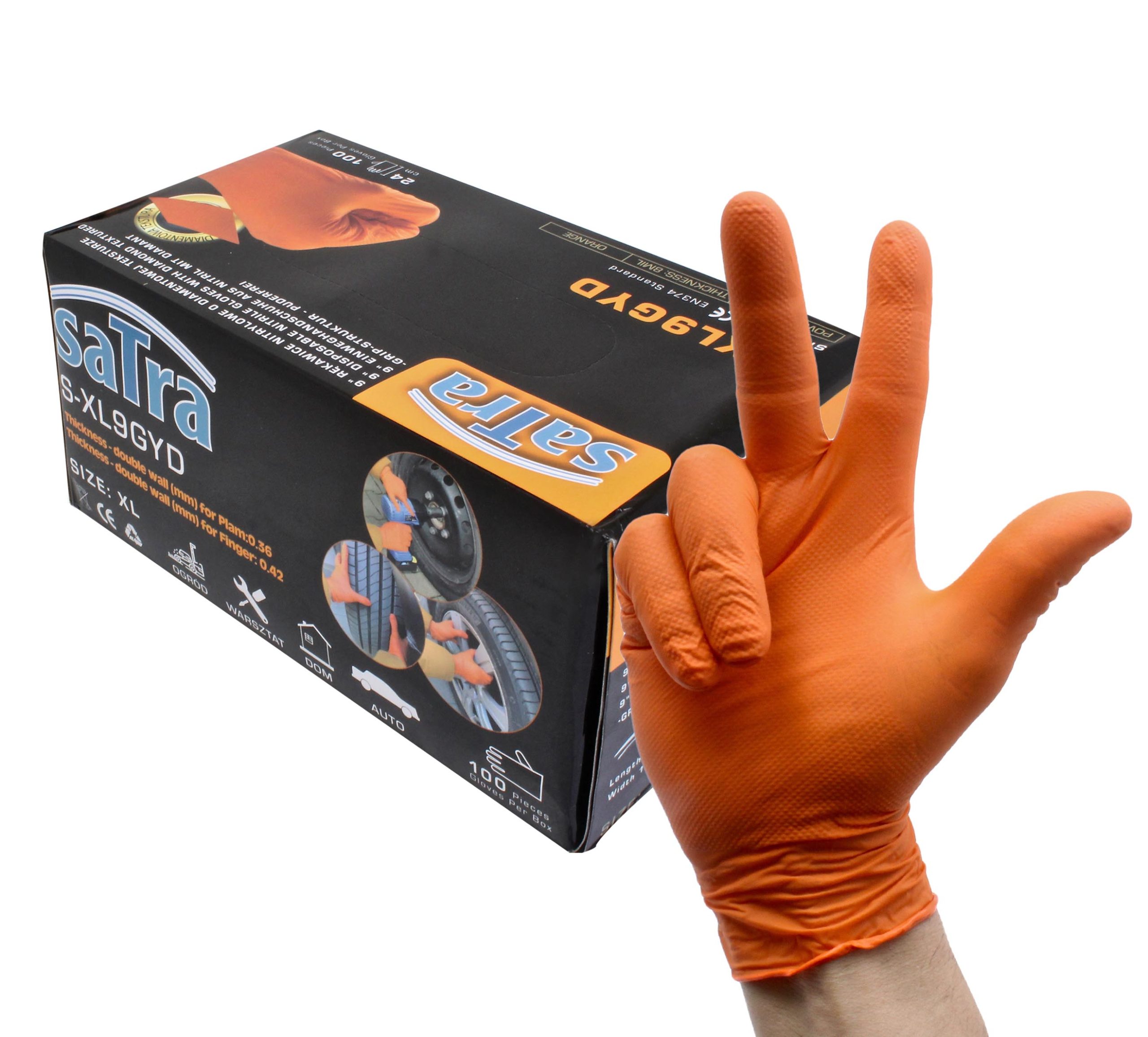 S-XL9GYD DISPOSABLE NITRILE GLOVES WITH DIAMOND TEXTURED XL SIZE - Image 5